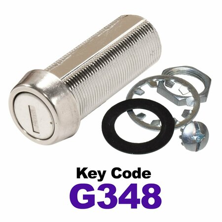 GLOBAL RV SS Compartment Lock, Cam/Blade Style, 1-3/4in Threaded Barrel, Blades not Included, Keyed to G348 CLB-348-134-SS